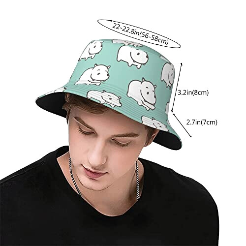 Bob Hippopotame blanc hippo mint vert taille unique homme/femme variant 1 