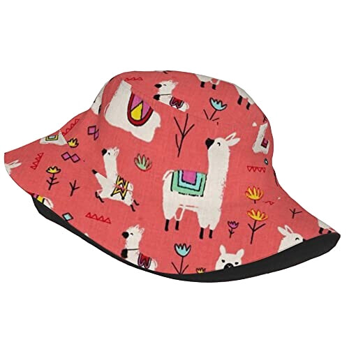 Bob Lama rouge alpacas corail floral taille unique homme/femme variant 0 