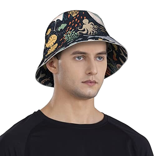 Bob Pieuvre noir taille unique homme/femme variant 6 
