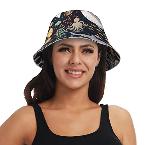 Bob Pieuvre noir taille unique homme/femme variant 7 