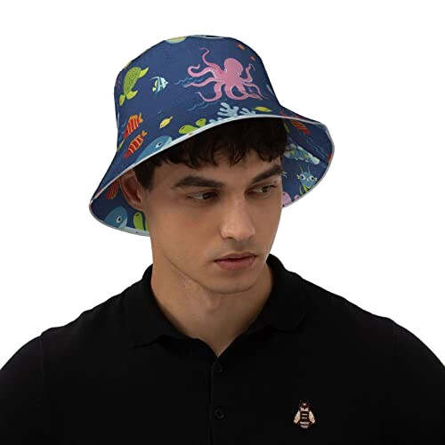 Bob Pieuvre noir taille unique homme/femme variant 5 