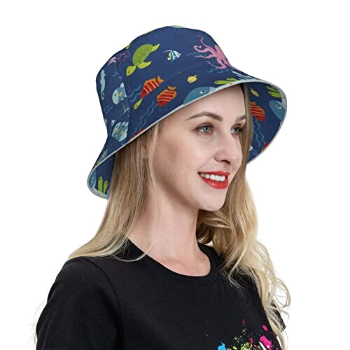 Bob Pieuvre noir taille unique homme/femme variant 7 