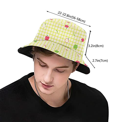 Bob Pomme chapeau vert à motif taille unique homme/femme variant 1 