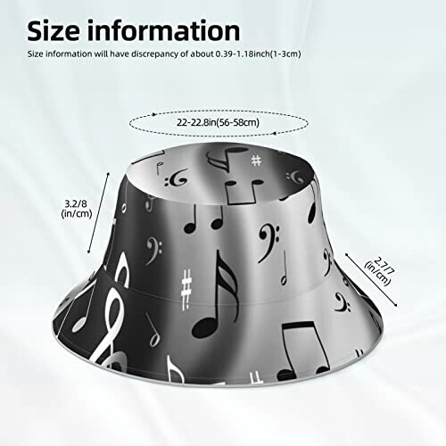 Bob Note de musique noir taille unique homme/femme variant 4 