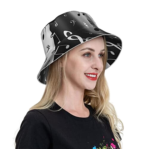 Bob Note de musique noir taille unique homme/femme variant 7 