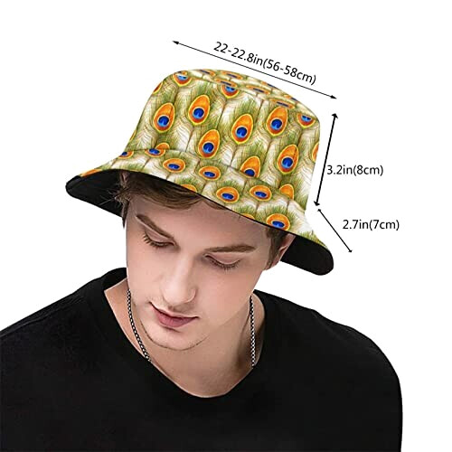 Bob Plume motif aquarelle avec de paon taille unique homme/femme variant 1 