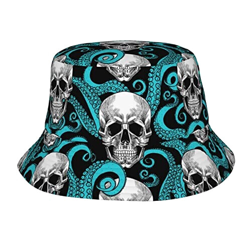 Bob Tête de mort pieuvre bleue et crâne taille unique homme/femme