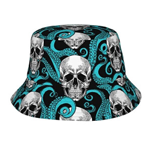 Bob Tête de mort pieuvre bleue et crâne taille unique homme/femme